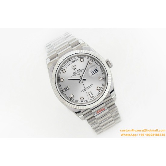 DayDate 36mm Flt Pres SS/SS Silv Wht Diam EWF A3255