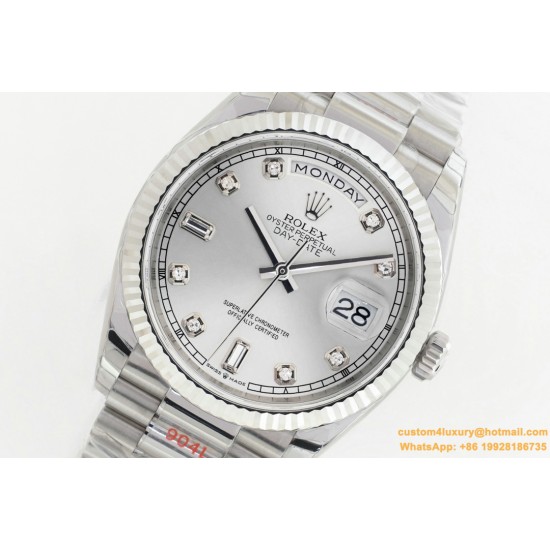DayDate 36mm Flt Pres SS/SS Silv Wht Diam EWF A3255