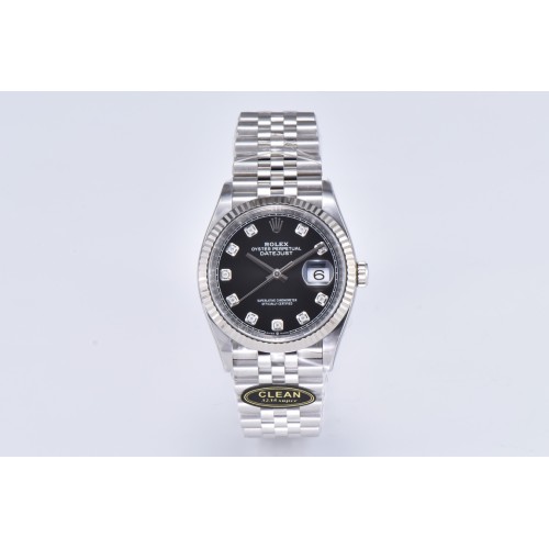 Datejust 126234 36mm Jub SS/SS Black/Mois Clean VR3235