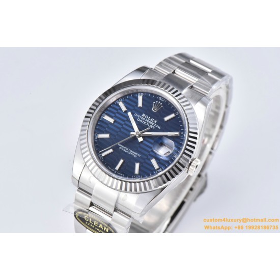 Datejust 126334 41mm Oys SS/SS Blue Texetured Dial Clean SH3235