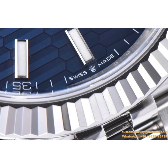 Datejust 126334 41mm Oys SS/SS Blue Texetured Dial Clean SH3235