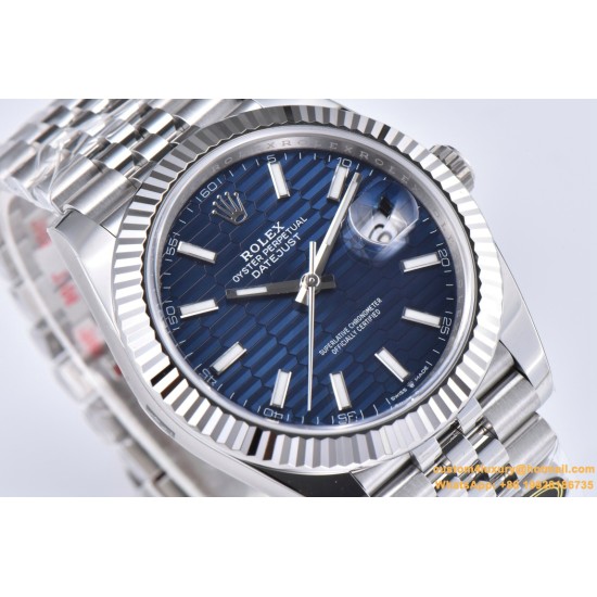 Datejust 126334 41mm Oys SS/SS Blue Texetured Dial Clean SH3235