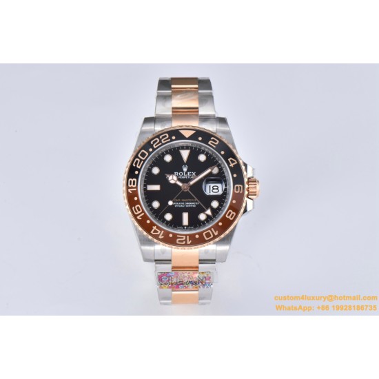 GMT II 126711 CHNR Rootbeer Oys 40mm SS/RG Blk CLEAN DD3285 Super Clone