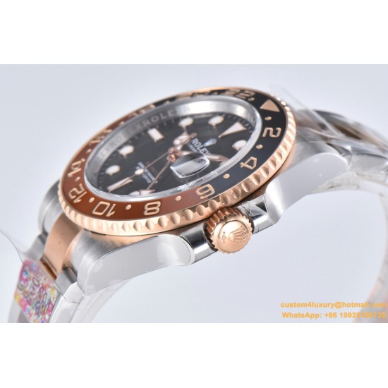 GMT II 126711 CHNR Rootbeer Oys 40mm SS/RG Blk CLEAN DD3285 Super Clone