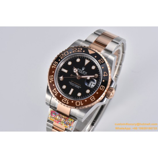 GMT II 126711 CHNR Rootbeer Oys 40mm SS/RG Blk CLEAN DD3285 Super Clone