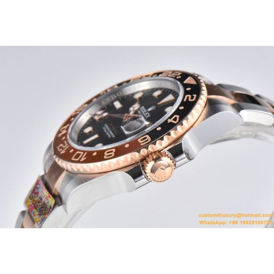 GMT II 126711 CHNR Rootbeer Oys 40mm SS/RG Blk CLEAN DD3285 Super Clone