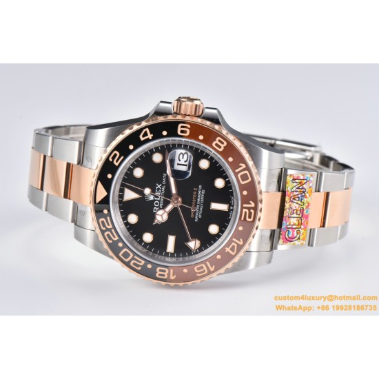GMT II 126711 CHNR Rootbeer Oys 40mm SS/RG Blk CLEAN DD3285 Super Clone
