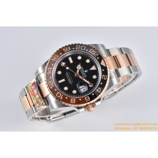 GMT II 126711 CHNR Rootbeer Oys 40mm SS/RG Blk CLEAN DD3285 Super Clone