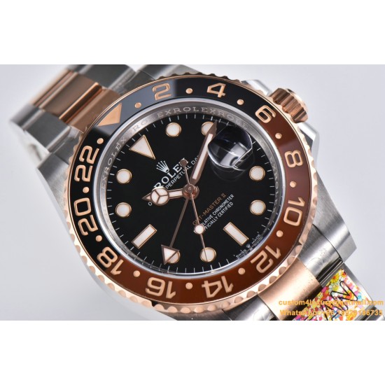 GMT II 126711 CHNR Rootbeer Oys 40mm SS/RG Blk CLEAN DD3285 Super Clone