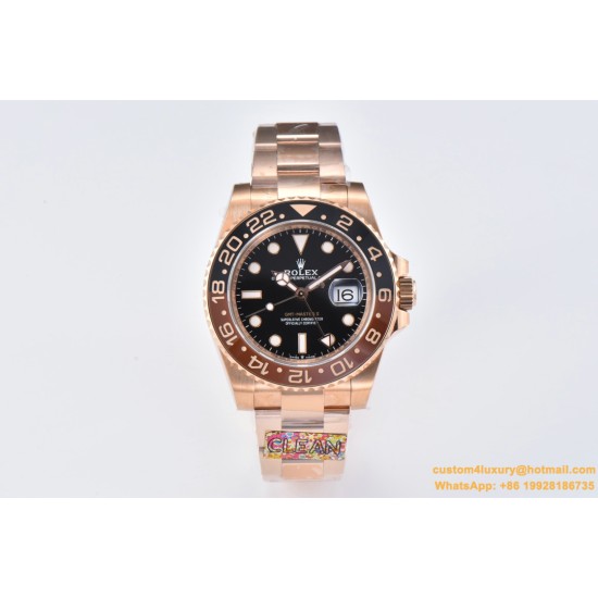 GMT II 126715 Rootbeer Oys 40mm RG/RG Black Dial Clean DD3285 Super Clone