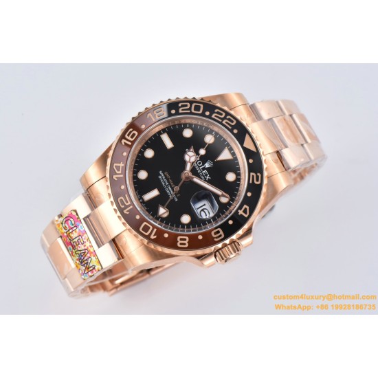 GMT II 126715 Rootbeer Oys 40mm RG/RG Black Dial Clean DD3285 Super Clone