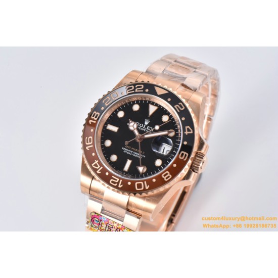 GMT II 126715 Rootbeer Oys 40mm RG/RG Black Dial Clean DD3285 Super Clone