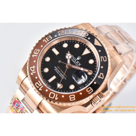 GMT II 126715 Rootbeer Oys 40mm RG/RG Black Dial Clean DD3285 Super Clone