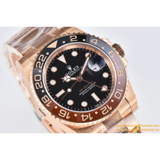 GMT II 126715 Rootbeer Oys 40mm RG/RG Black Dial Clean DD3285 Super Clone
