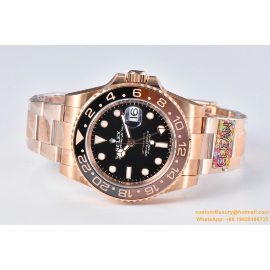 GMT II 126715 Rootbeer Oys 40mm RG/RG Black Dial Clean DD3285 Super Clone