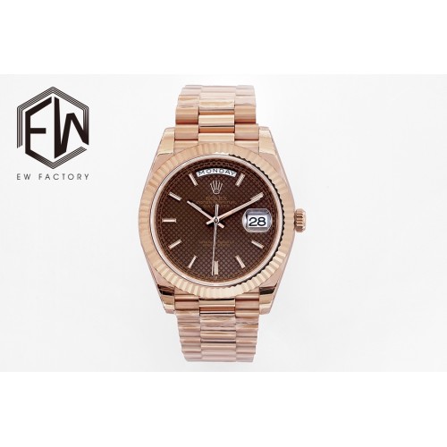 DayDate 228235 40mm RG/RG Brown Textured/Stk EWF(JDF) V4 VR3255 (Gain Weight)