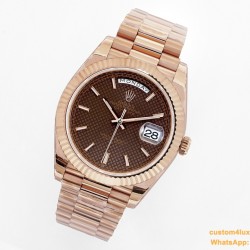 DayDate 228235 40mm RG/RG Brown Textured/Stk EWF(JDF) V4 VR3255 (Gain Weight)