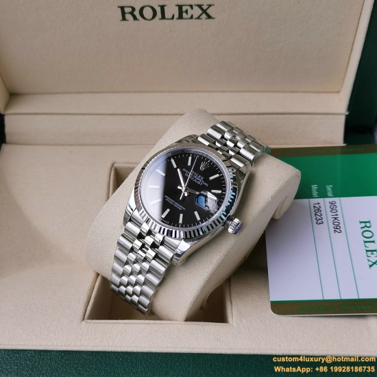 Datejust 126234 36mm Jub SS/SS Black/Stk EWF(VSF) VS3235