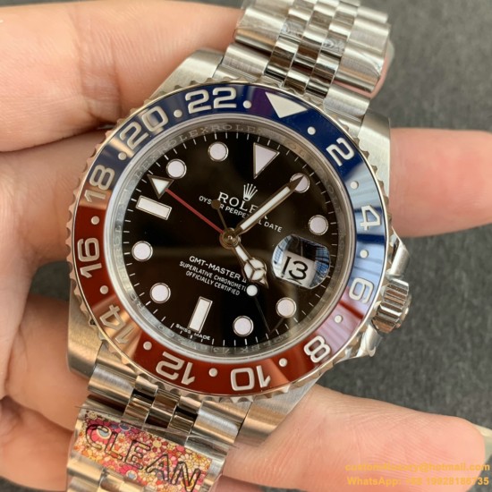 GMT II 126710 Pepsi Jub 40mm SS/SS Black Clean V3 DD3285 Super Clone