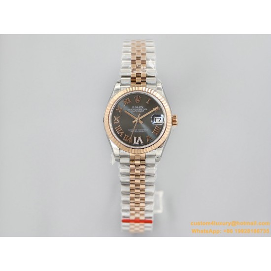 Datejust Ladies 31mm Jubilee RG/SS Black/Rmn EWF A2671