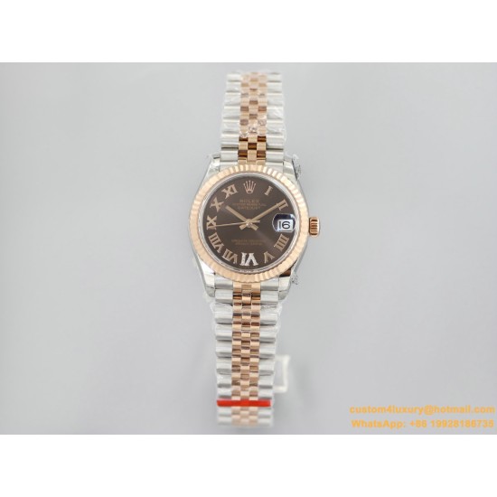 Datejust Ladies 31mm Jubilee RG/SS Brown/Rmn EWF A2671