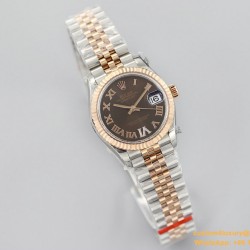 Datejust Ladies 31mm Jubilee RG/SS Brown/Rmn EWF A2671