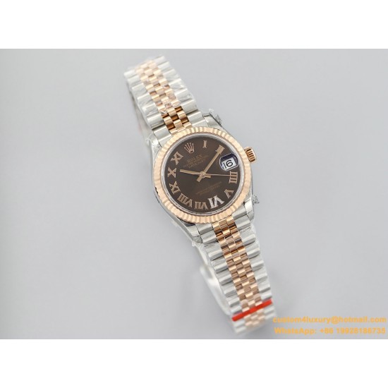 Datejust Ladies 31mm Jubilee RG/SS Brown/Rmn EWF A2671