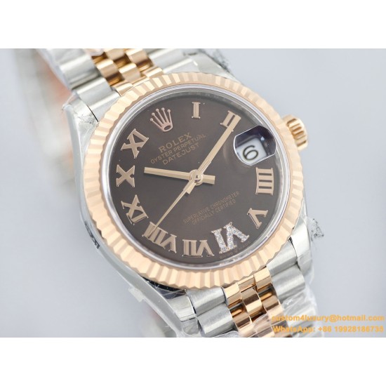 Datejust Ladies 31mm Jubilee RG/SS Brown/Rmn EWF A2671