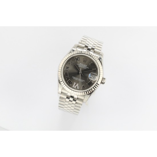 DATEJUST - LADY 31mm Pres Flt SS/SS Grey Rmn/Dia EWF A2824