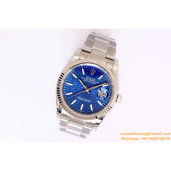Datejust 126233 36mm Oys SS/SS Textured Blue/STK  Dial EWF VR3235