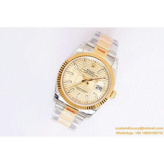 Datejust 126233 36mm Oys YG/SS Gold/STK Textured Dial EWF VR3235