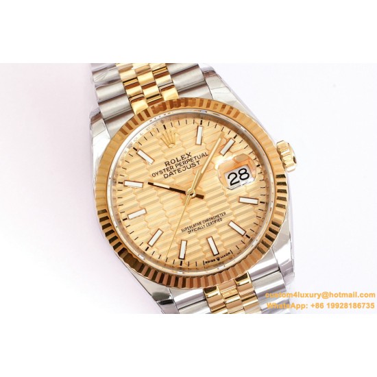 Datejust 126233 36mm Jub YG/SS Gold/STK Textured Dial EWF VR3235