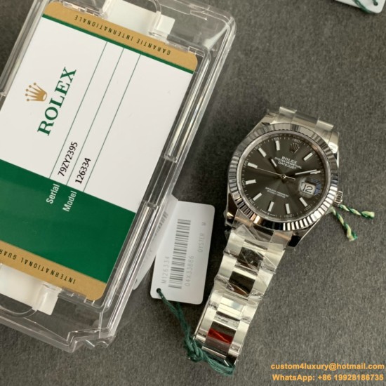 Datejust 126334 41mm Oyster Flt 904L SS/SS Grey/Stk VSF VS3235