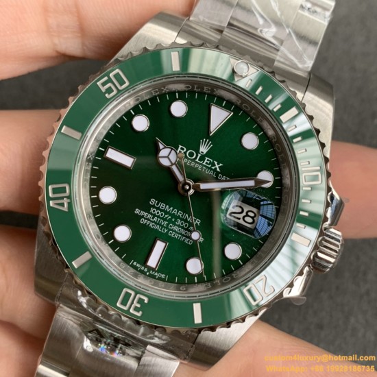 Submariner 116610LV Hulk 40mm SS/SS Green Dial VSF VS3135