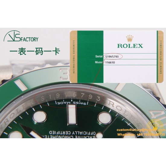 Submariner 116610LV Hulk 40mm SS/SS Green Dial VSF VS3135