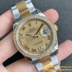 DateJust 36mm Oyst Dia 904L YG/SS Gold/Rmn EWF A3235