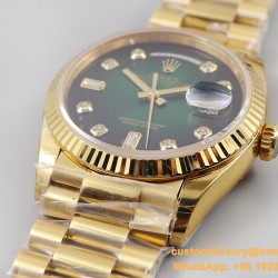 DayDate 36mm Flt Pres YG/YG Green Diam EWF A3255 Mod