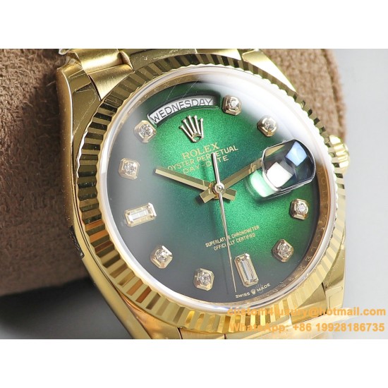 DayDate 36mm Flt Pres YG/YG Green Diam EWF A3255 Mod