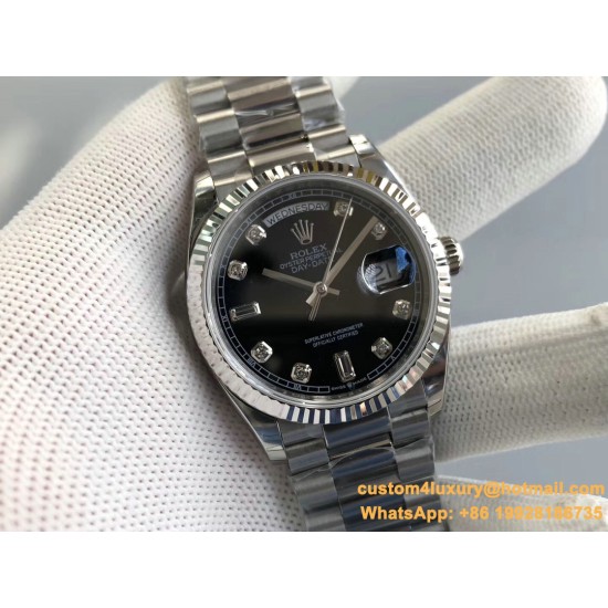 DayDate 36mm Flt Pres SS/SS Black Diam EWF A3255 Mod