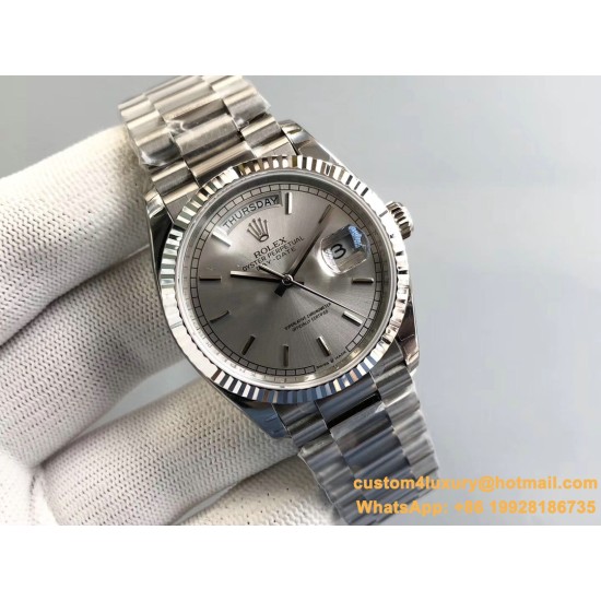 DayDate 128239 36mm SS/SS Grey/Stk EWF V2 A3255(Gain Weight)