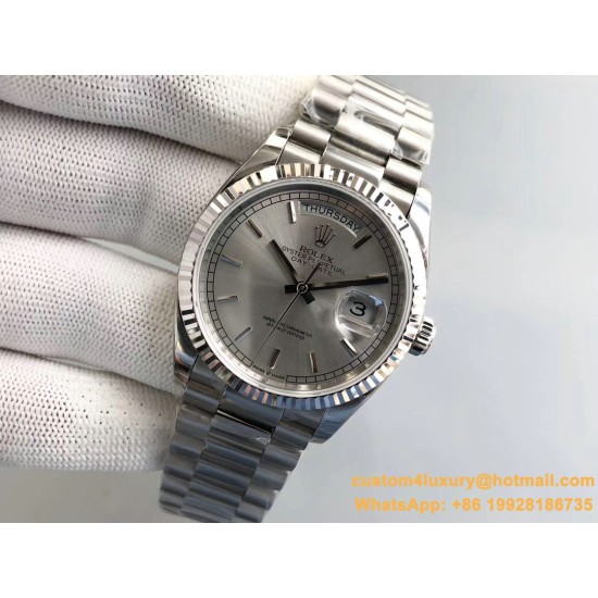 DayDate 128239 36mm SS/SS Grey/Stk EWF V2 A3255(Gain Weight)