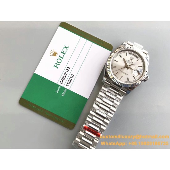 DayDate 128239 36mm SS/SS Grey/Stk EWF V2 A3255(Gain Weight)