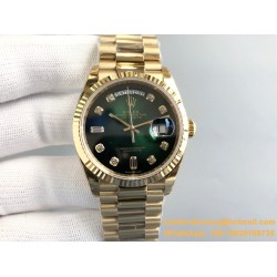 DayDate 128238 36mm YG/YG Green/Dia QF V3 VR3255(Gain Weight)