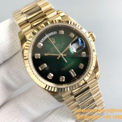 DayDate 128238 36mm YG/YG Green/Dia QF V3 VR3255(Gain Weight)