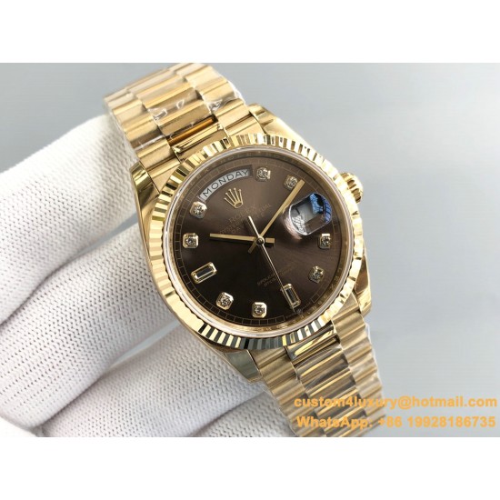 DayDate 128238 36mm YG/YG Brown/Dia QF V3 VR3255(Gain Weight)