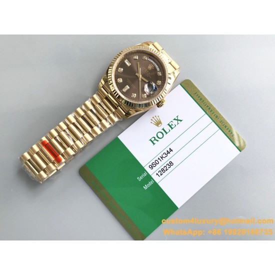 DayDate 128238 36mm YG/YG Brown/Dia QF V3 VR3255(Gain Weight)