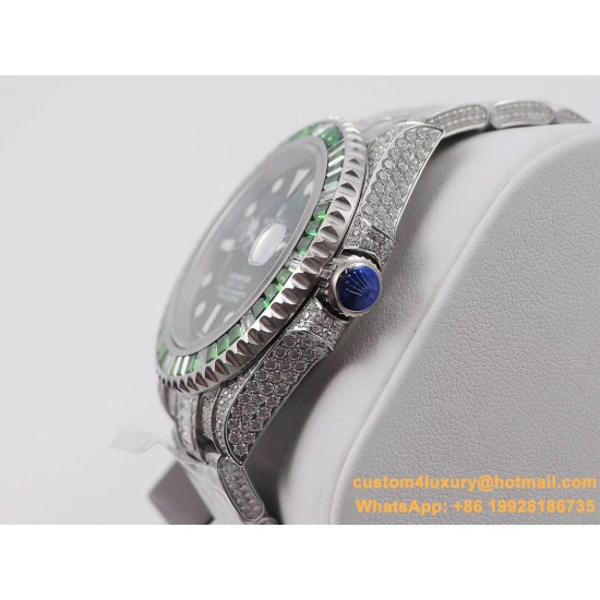 Submariner Diamond 904L SS/SS Green Dial A3135