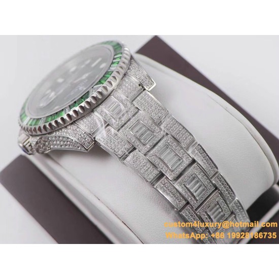 Submariner Diamond 904L SS/SS Green Dial A3135