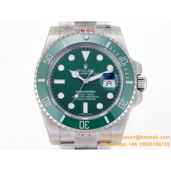 Submariner 116610LV Hulk 40mm SS/SS Green Dial GMF VS3135