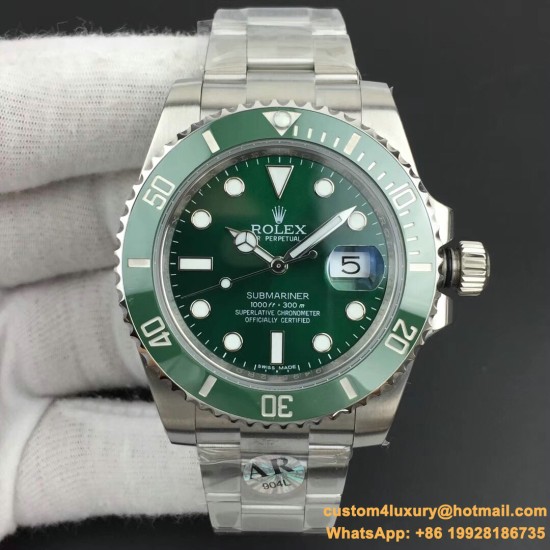 Submariner 116610LV Hulk 40mm SS/SS Green Dial ARF VS3135